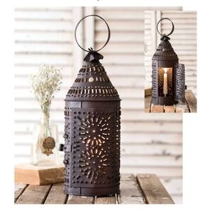 CTW NWT 14" Paul Revere Primitive Punched Tin Lantern In Kettle Black